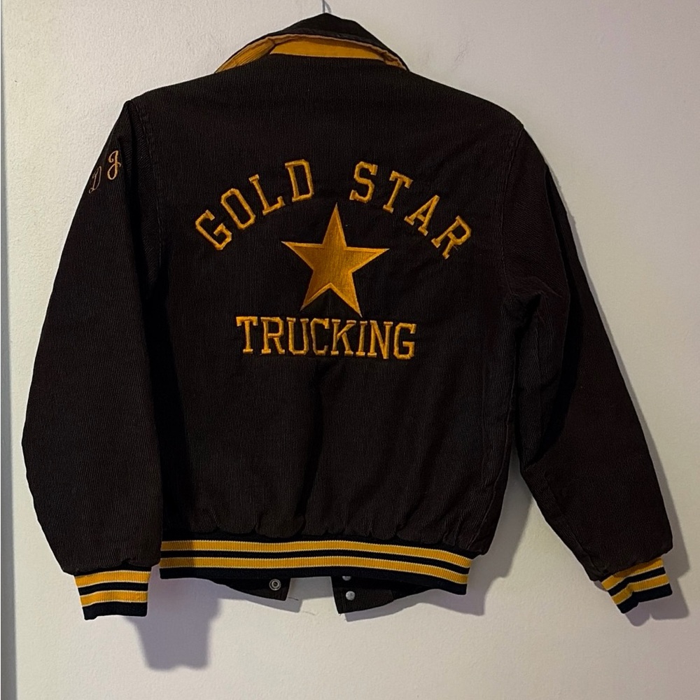 Gold Star Youth Brown corduroy Vintage Varsity Jacket Large 14-16